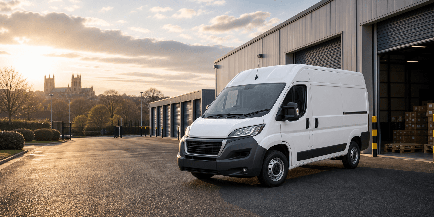 Modern self-drive rental van ready for loading in Lincoln